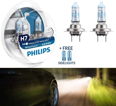 Philips WhiteVision 3700K H7 55W Two Bulbs Head Light Low Beam Upgrade Stock - Image 1 of 4