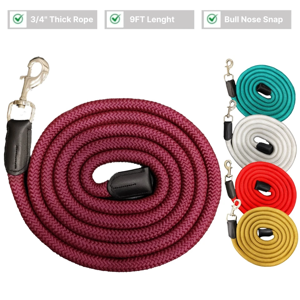 Cuerda de plomo de caballo de nailon de 9 pies - 3/4" de grosor fuerte con Bull Snap envío gratuito Foto 1 de 1