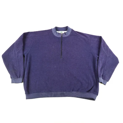 Vintage REI Sweater Mens XL Blue Towel Terry Pullover 1/4 Zip Outdoors 90s ^ - Image 1 of 4