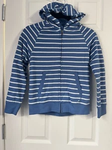 Tailor Vintage Zip Up Blue White Striped New Youth 12 Hoodie Pockets Beach - Picture 1 of 12