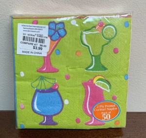 New Sealed Pink Green Martini Martinis Umbrella Cocktail Napkins - 50 Count - Picture 1 of 2