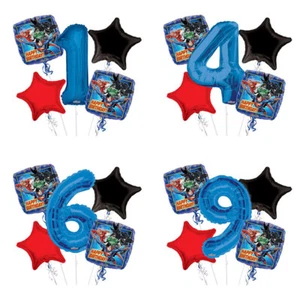 Liga de la Justicia Feliz Cumpleaños Globo Ramo 1-9 Cumpleaños 5 piezas - Suministro de Fiesta - Imagen 1 de 10
