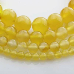 15" Strand Natural Yellow Agate Stone Gemstone Beads lot 4mm 6mm 8mm 10mm 12mm - Picture 1 of 9