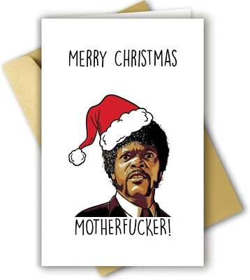 Funny Samuel L Jackson Christmas Card, Pulp Fiction Xmas Card for Friend, Hum... - Image 1 of 3