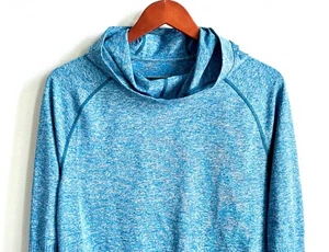 THE NORTH FACE Size Large Blue Heather Cowl Neck Hoodie Long Sleeve Pullover Top - Picture 1 of 5