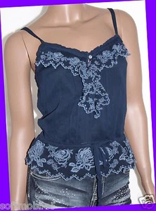 Abercrombie & Fitch Womens NAVY BLUE Floral Ruffle Cami Tank Top XTRA SMALL XS - Picture 1 of 3