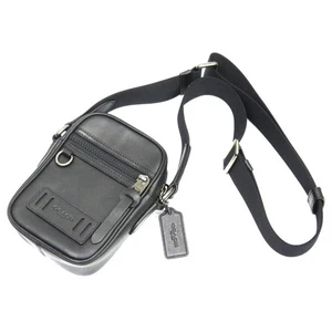 COACH Shoulder Bag F72963 Black Leather Pochette Used Good Condition From Japan - Picture 1 of 24