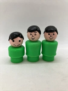 Fisher Price 3 Little People Vintage schwarze Haare Papa Mama Kind - Bild 1 von 4