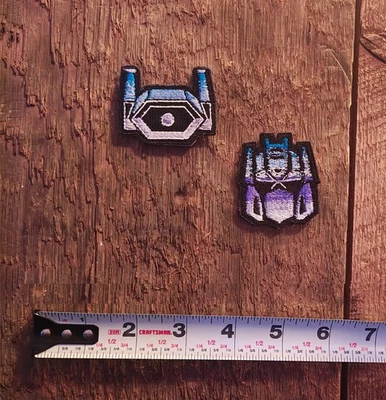 Soundwave & Shockave Wavewave 80's style iron on patches lot 1 blue - Image 1 of 2