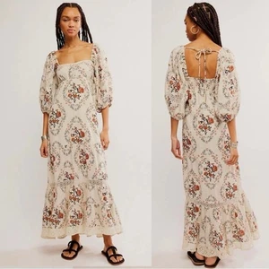 Free People Ethereal Dainty All the Attitude Vestito Maxi Stampato Medium Cottage - Foto 1 di 16