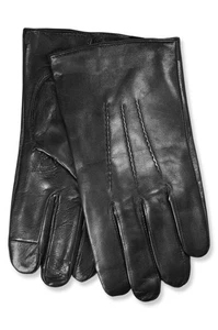 Brooks Brothers schwarze Smart Touch Leder & Kaschmir Handschuhe, Große L BB-3082 - Bild 1 von 3