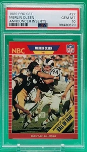 🔥1989 Pro Set Announcer Inserts #27 MERLIN OLSEN ⚡PSA 10 GEM MINT HOF LA Rams🐏 - Picture 1 of 2