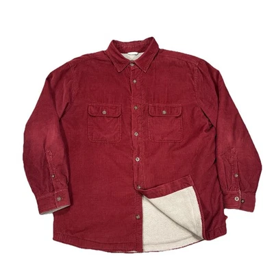 Woolrich Men's Corduroy Sherpa Fleece Lined Shacket Red Heavyweight Size XL - Image 1 of 4