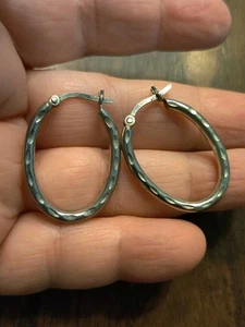 Vintage FAS 925 Sterlingsilber Diamantschliff strukturierte Creolen 1" Ohrringe 4 g - Bild 1 von 5