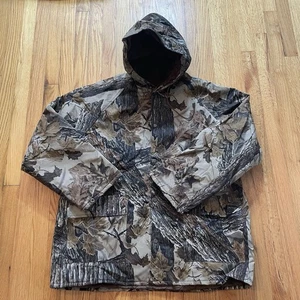 Stearns Jacket Mens Large Camo Mossy Oak Waterproof Dry Wear Hooded Hunting - Picture 1 of 6