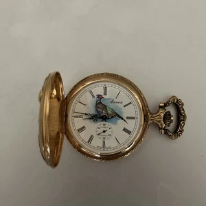 Arnex Vintage Gold Pocket Watch Duck Hunter Swiss Made Not Working - Picture 1 of 8