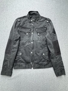 Affliction schwarze Premium Jacke Herren Medium Militär Totenkopf Flügel Biker abgenutzt - Bild 1 von 19