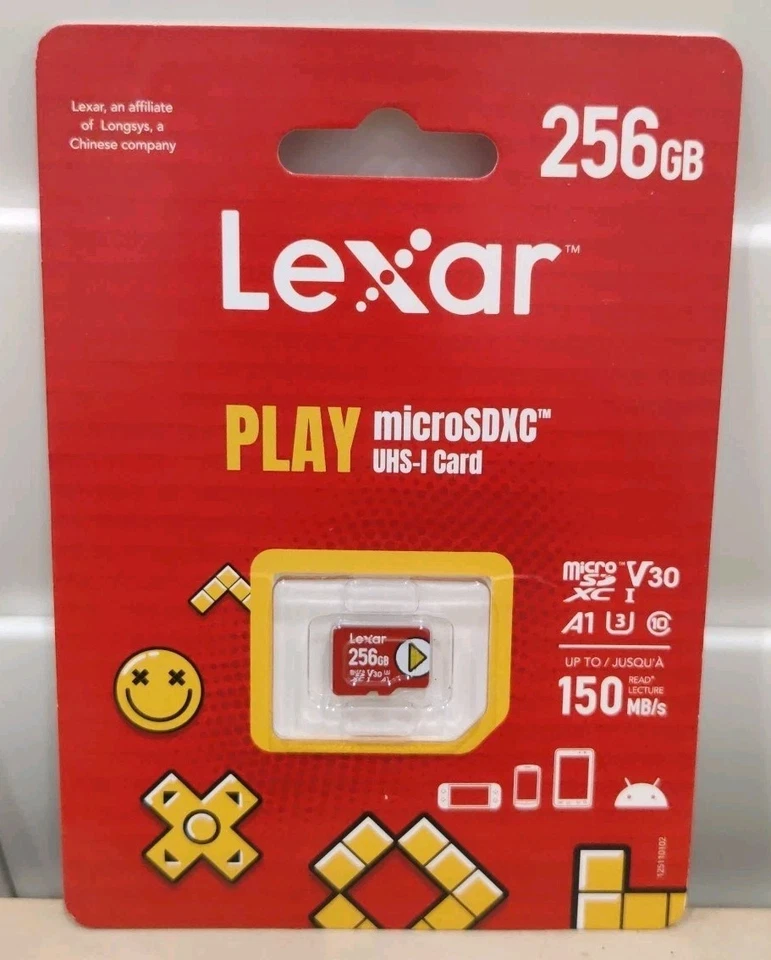 Lexar 256GB Play Micro SD Card, UHS-I, C10, U3, V30, A2, Full HD, 4K, Sealed - Image 1 of 2