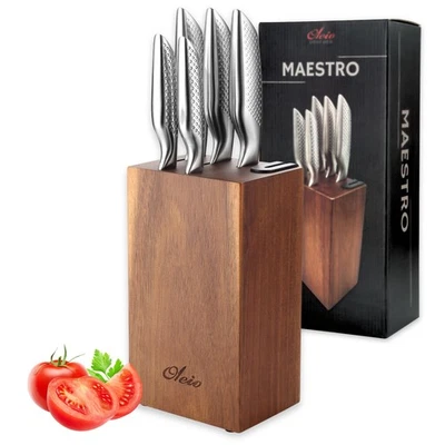 Oleio Maestro Messerblock Set, 5-teiliges Messerset mit Messerschärfer  - Bild 1 von 4