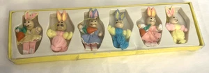 Kleiner Holz Hase Ornamente Neu im Karton 6er Set Miniatur Kaninchen Baumschmuck - Bild 1 von 7