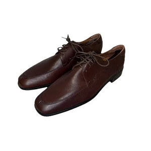 Bacco Bucci Men's Oxford Dress Shoes Brown Leather Square Toe Made In Italy 9.5 - Picture 1 of 8