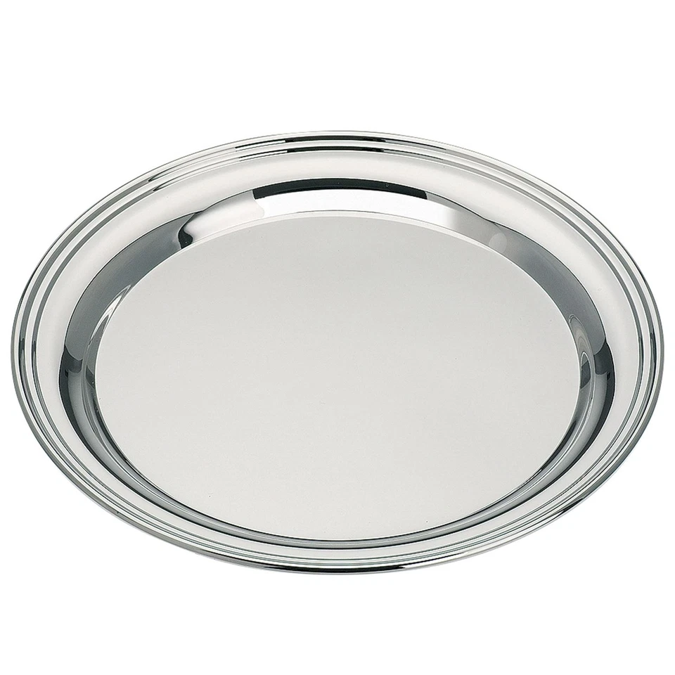 rundes glänzendes versilbertes Tablett Ø 25 cm - Bild 1 von 1