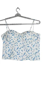 Fashion Nova 4 Ever Floral Corset Top Size 3XL Off-White Blue New With Tags - Picture 1 of 8