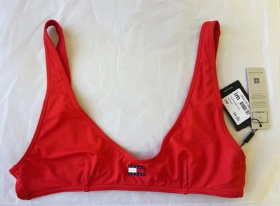 Tommy Hilfiger Scoop Neck Bralette Bikini Top- Red UK10 S - Image 1 of 4
