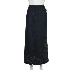 Vintage Eddie Bauer langer Wollrock maßgeschneidert geprägt Blumen grau Damen 14 - Bild 1 von 16