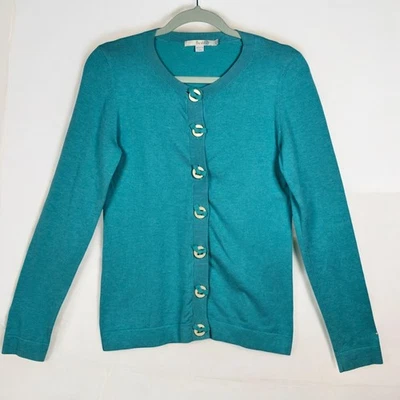 Cárdigan Suéter Boden Botón Frontal Mujer 6 Verde Azulado Mezcla de Algodón Tejido Preppy Informal Foto 1 de 4