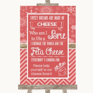 Red Winter Cheese Board Song Personalised Wedding Sign - Picture 1 of 8