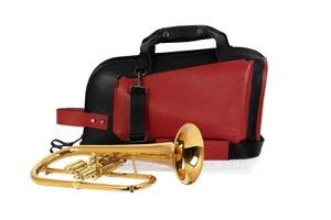 Genuine leather Flugelhorn bag by MG Leather Work Flotar leather (Mix Black+Red) - Picture 1 of 9