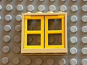 LEGO Tan Window 1x4x3 with 2 Yellow Pane for Window Ref 60594 60608 - Picture 1 of 1