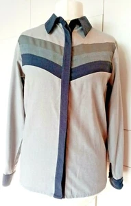 True Vintage 'Together' 80's Ladies Grey Chevron Detail Shirt 10 fit up to 16 - Picture 1 of 8