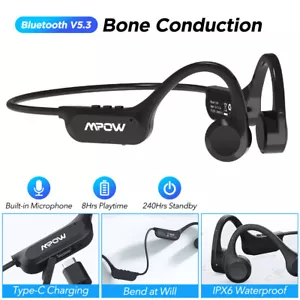 Mpow Bone Conduction Headphones Bluetooth 5.3 Wireless Earbuds Sport Headset Mic - Picture 1 of 23