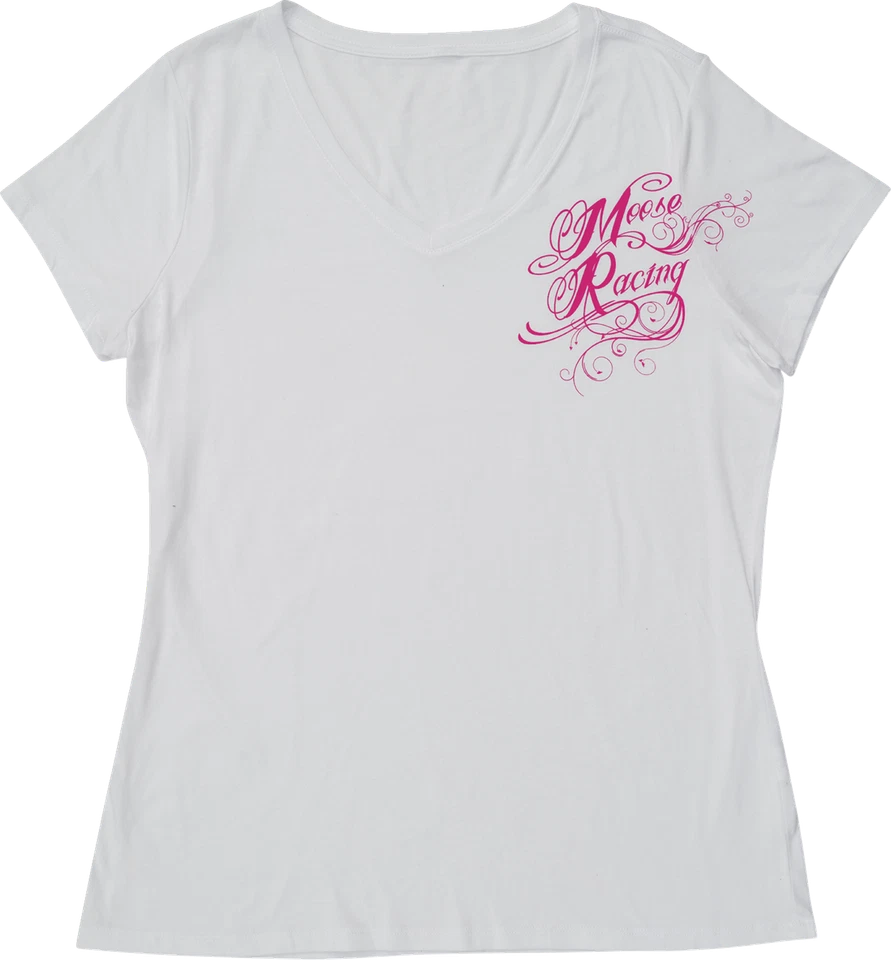 Moose Racing Womens Flourish Script T-Shirt White - Image 1 of 1