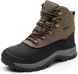 Men's Winter Snow Boots Warm Lace Up Waterproof Outdoor Hiking Ankle Work Shoes - Picture 1 of 19