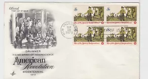 TurtlesTradingPost- Colonial Drummer Boy-1973 FDC #1479- Artcraft Cachet Block 4 - Picture 1 of 1