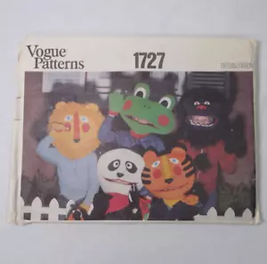 VTG Vogue Patterns #1727 Trick Or Treat Halloween Animal Masks (5) Tiger Panda - Picture 1 of 4
