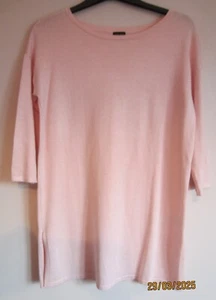 Laura Scott Size 14 Pale Peach Fine Knitted Long Line Tunic/Jumper (C) - Picture 1 of 5