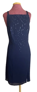 Women's Sequin Evening Dress Blue Embroidered Size L - Picture 1 of 3