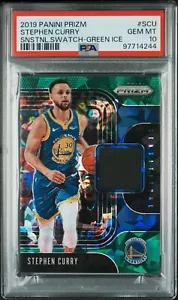 2019 Panini Prizm Stephen Curry Sensational Swatch Green Ice /56 GEM MT PSA 10 - Picture 1 of 2