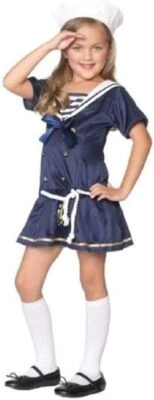 Shipmate Cutie Sailor Girl Blue Retro Fancy Dress Up Halloween Child Costume - Image 1 of 2