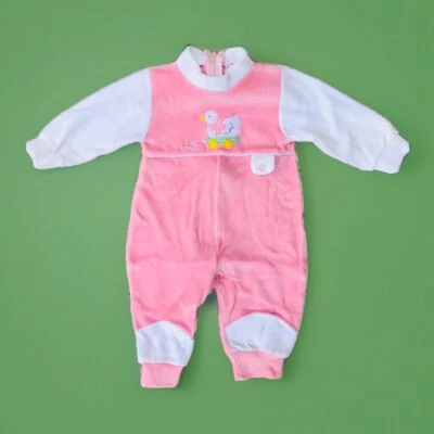 De Colección Le Top Bebé Niña Mameluco Rosa 9 Meses Pato Pájaro Carro Cremallera Trasera Primavera Foto 1 de 4