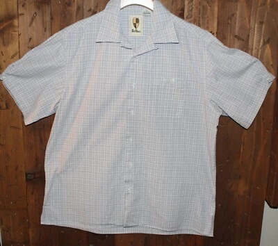 Da Vinci Men's Sz M Gray Check Short Sleeved Button Shirt Coat of Arms Label  - Image 1 of 4