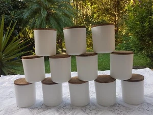12 candle glass jars empty- unique wood lid- DIY candles for 180grams of wax. - Picture 1 of 10