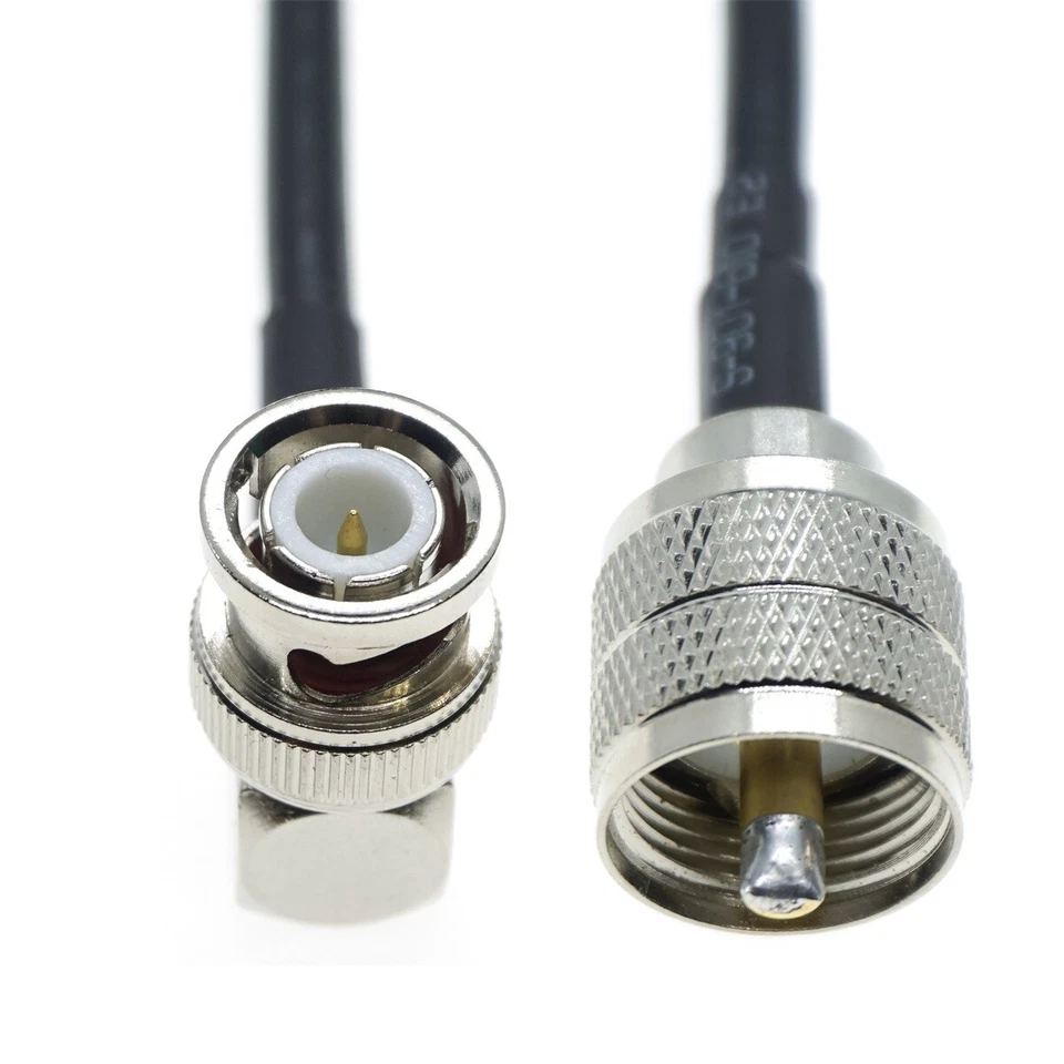 BNC male 90° to UHF male PL259 connector lot RF Pigtail Coaxial Coax Cable RG58 - Image 1 of 1