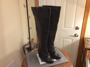 Steve Madden Morganaa elegante Damenstiefel Größe 8 M schwarz Leder Overknee - Bild 1 von 7