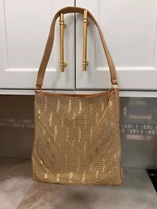 Whiting & Davis Contemporary Gold Tone Mesh/Tan Shoulder Bag: BLINGING FABULOUS! - Picture 1 of 12
