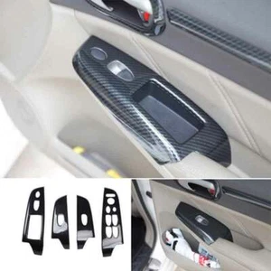 Interruptor de elevación de ventana de fibra de carbono para Honda Civic 8th 2006-2011 botón cubierta embellecedor - Imagen 1 de 10